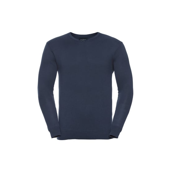 Russell Collection Mens Cotton Acrylic V Neck Sweatshirt (French Navy) - Image 1