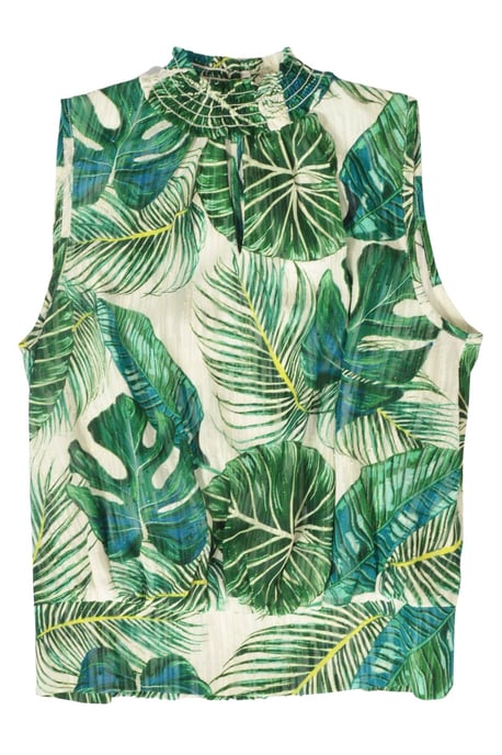 Leaf Print Sleeveless Top