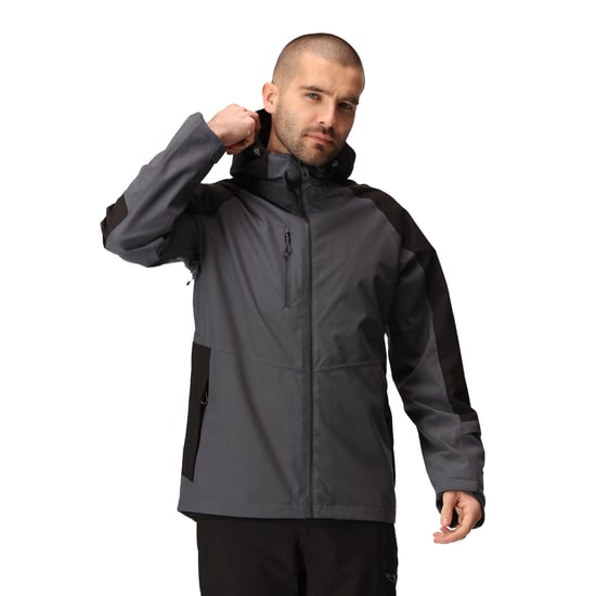 Regatta Mens X-Pro Beacon Contrast Detail Waterproof Jacket (Seal Grey/Black)
