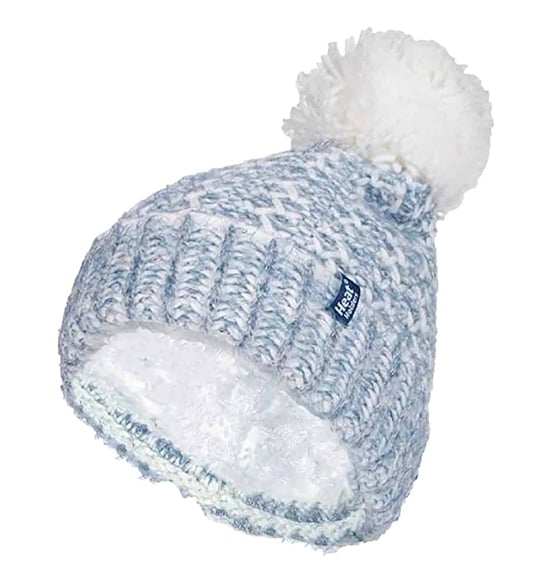 Ladies Fleece Fodrad Cuffed Termisk Vinter Bobble Mössa med Pom Pom - Image 1