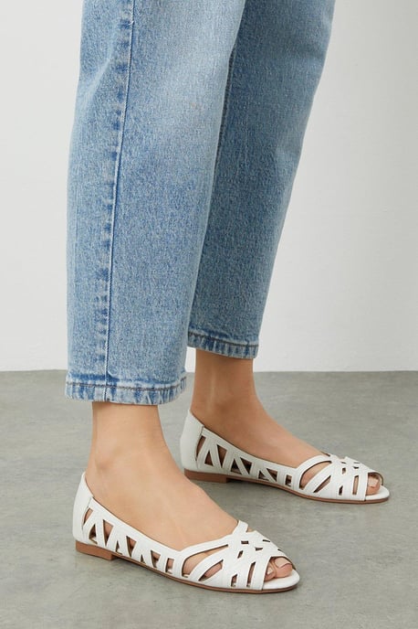 Wide Fit Prim Peep Toe Ballet Flats - Image 1