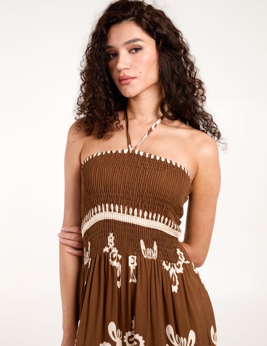 Strapless Elasticated Jumpsuit With Pocket