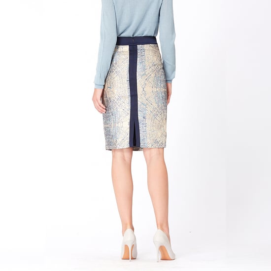 Bi-material brocade short skirt - Image 4