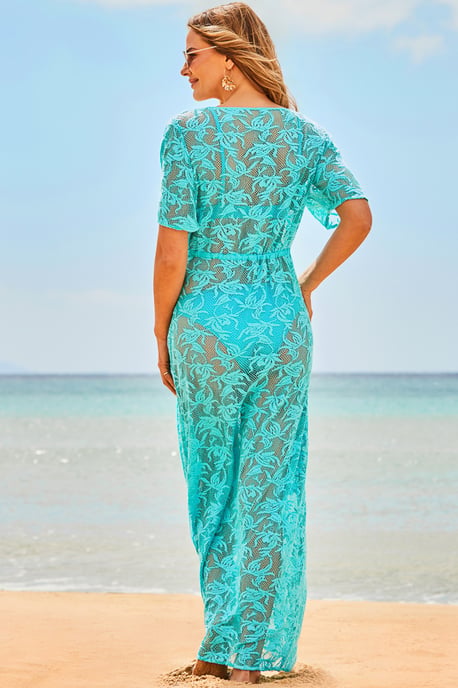 Turquoise Lace Maxi Beach Dress Turquoise Lace Maxi Beach Dress