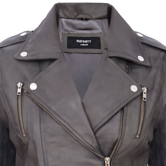 Ladies leather Brando biker jacket-Loddon