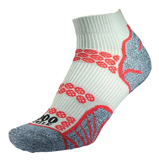 1000 Mile - Mens Lite Anklet Double Layer Running Socks - Silver / Red - Image 1
