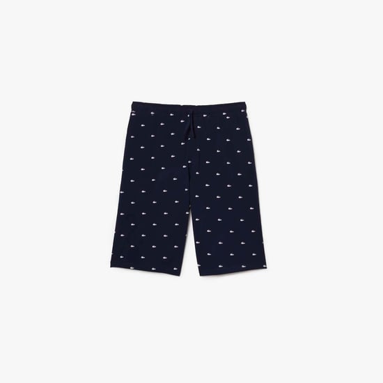 Men's Lacoste Crocodile Print Cotton Jersey Pyjama Shorts in Blue