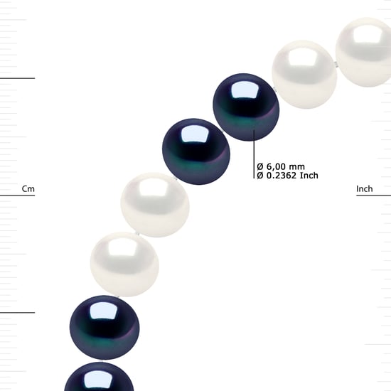 DIADEMA - Necklace - Real Freshwater Pearls Black and White