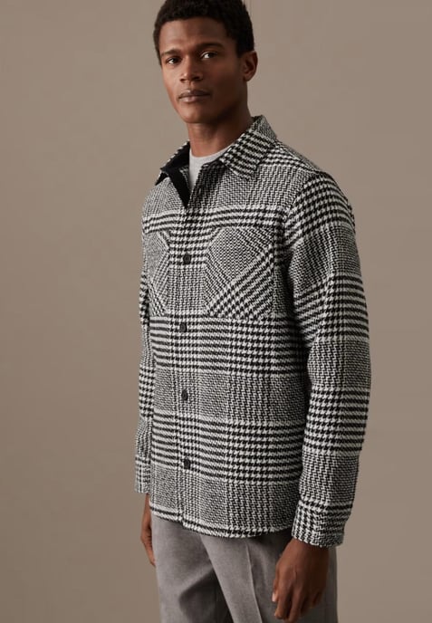 Autograph Mens Wool Blend Overshirt Black/White Check - Image 4