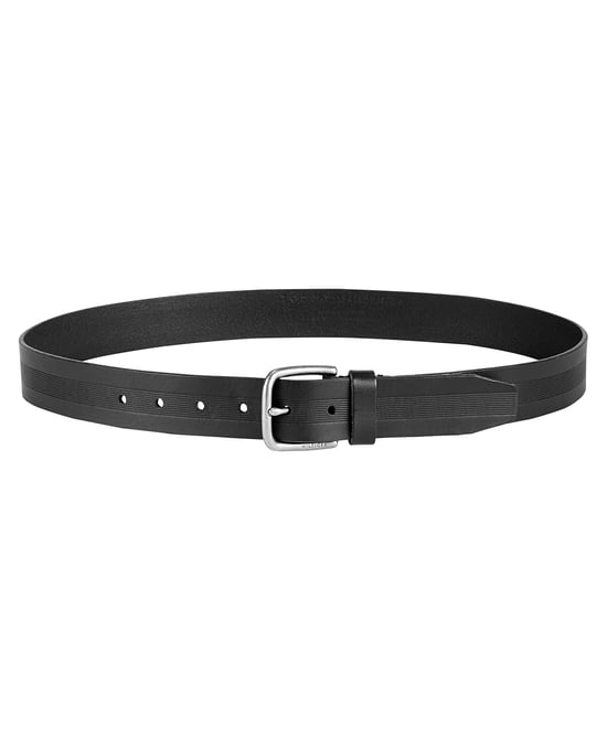 Tommy Hilfiger Men Dress Belt Black Embossed Leather