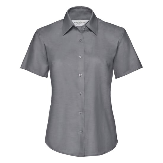 Russell Collection Womens/Ladies Oxford Short-Sleeved Shirt (Silver) - Image 1