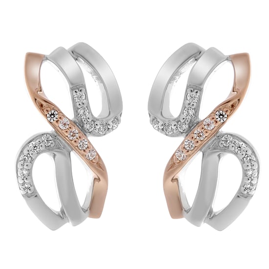 Orphelia 'Sally' Women's 925 Sterling Silver Stud Earrings - Silver/Rose ZO-7230