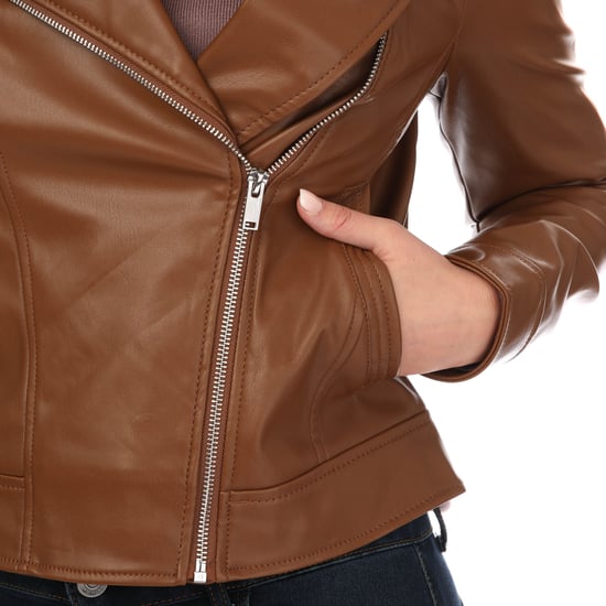 Women's Vero Moda Bella Annabel Faux Leather Jacket in Cognac