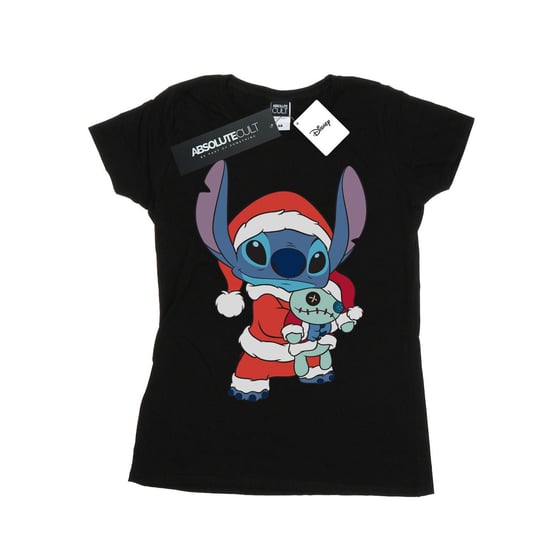 Disney Womens/Ladies Lilo And Stitch Stitch Christmas Cotton T-Shirt (Black)