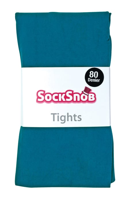 Dames 80 denier ondoorzichtige effen gekleurde panty's - Groenblauw - Image 2