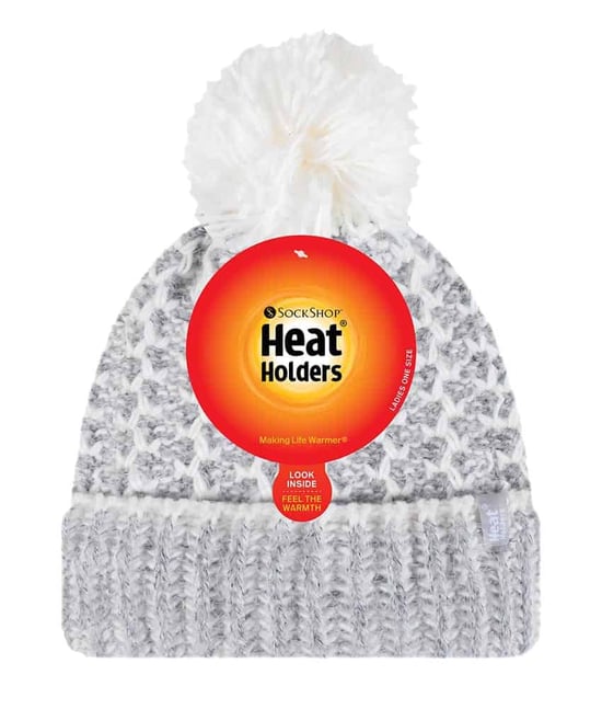 Ladies Fleece Fodrad Cuffed Termisk Vinter Bobble Mössa med Pom Pom - Image 2
