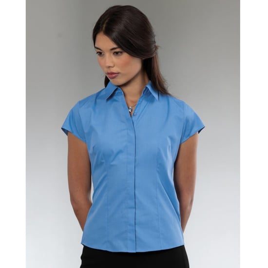 Russell Collectie Damesmuts Polycotton Makkelijk te onderhouden Gepast Poplin Shirt (Bedrijfsblauw) - Image 3