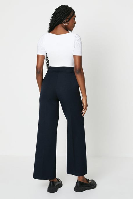 High Waist Wide Leg Tab Trouser