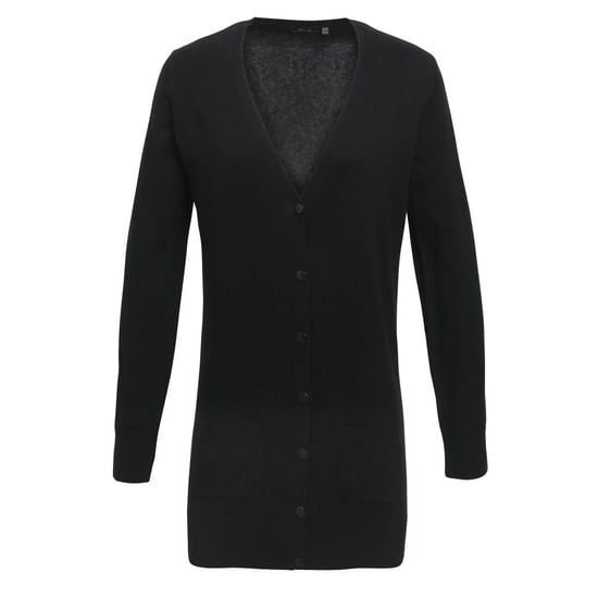 Premier Womens/Ladies Longline V Neck Cardigan (Black) - Image 1