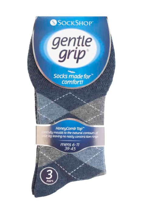 Gentle Grip - Men's Socks Bigfoot Honeycomb Top Cotton Rich Pack of 6 - SOMRJ38