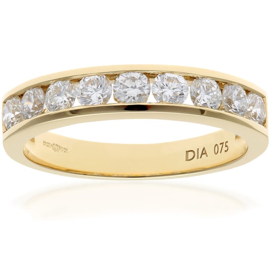 18ct Yellow Gold 0.75ct Certified IJ/I Diamond Channel Set Half Eternity Ring