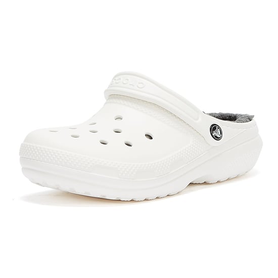 Crocs Classic Lined Womens White / Grey Clogs - Image 3