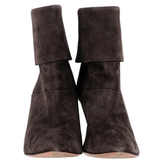 Aquazzura Folded Ankle Heeled Boots in Brown Suede - Image 3