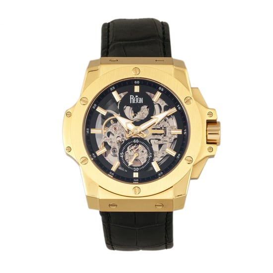 Reign Commodus Automatic Skeleton Leather-Band Watch