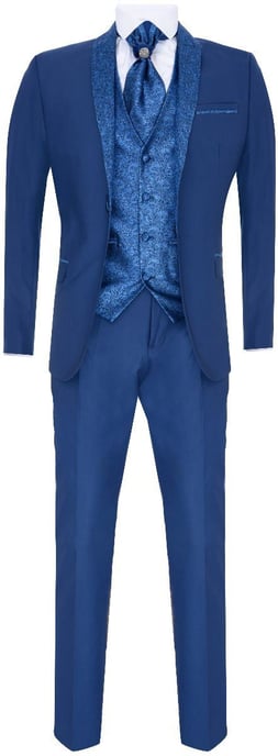 Heren 4-delig Blauw Op Maat Gemaakt Trouwen Pak - Image 2