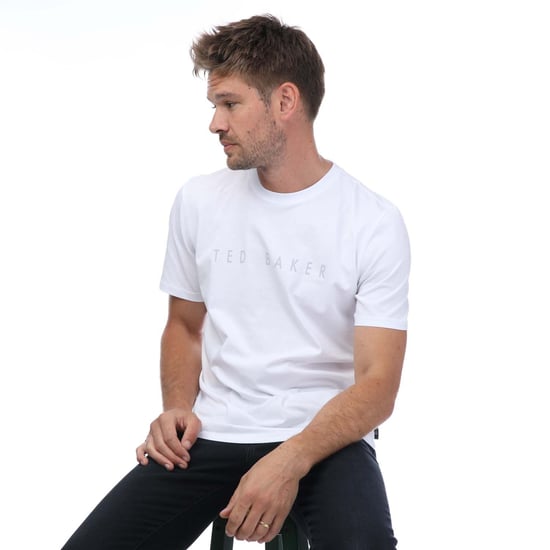 Men's Ted Baker Broni Branded T-Shirt in White - Image 4