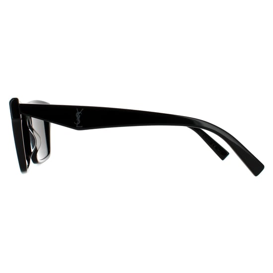 Saint Laurent Rectangle Unisex Shiny Black Dark Grey Sunglasses - Image 3