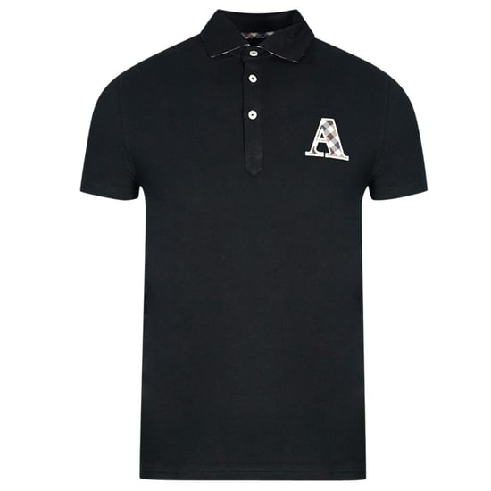 Aquascutum geruit een zwart poloshirt met logo - Image 1