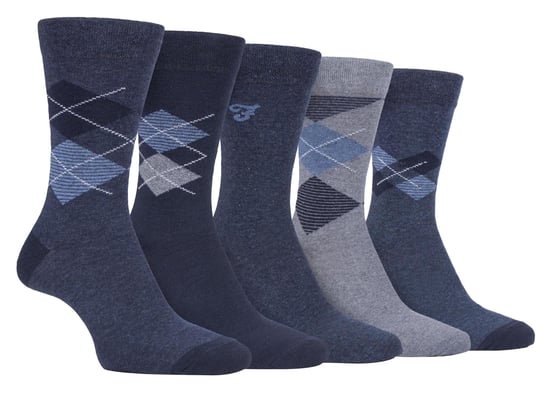 Farah - 5 Pack Mens Thin Breathable Classic Argyle Patterned Soft Top Cotton Dress Socks - FCS270DENTEL (Argyle) - Image 1