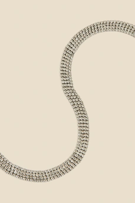 Silver Rhinestone Choker Necklace