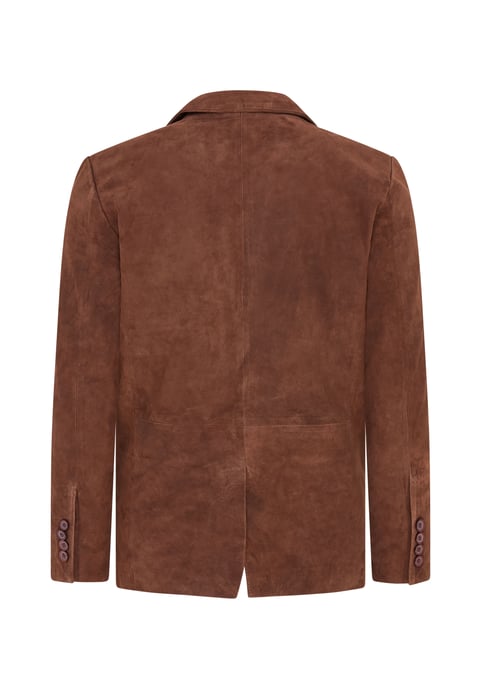 Mens Brown Slim Goat Suede Italian Blazer Jacket-Somero