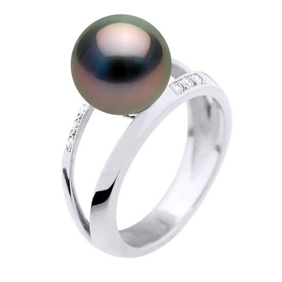 Ring Sieraad 0,06 Cts - Wit Goud - Echte Gecultiveerde Tahiti Parels Rond 9-10 mm - Image 1