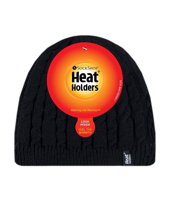 Womens Ribbed Cable Knit Fleece Lined Thermal Knitted Beanie Hat - Image 2