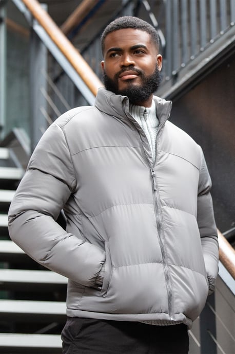 Grey 'Davis' Funnel Neck Padded Jacket