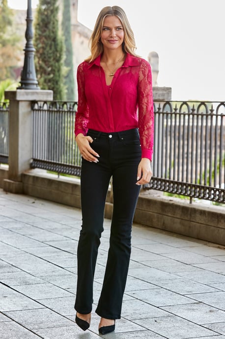 Hot Pink Luxe Lace Shirt