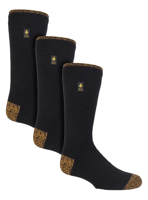 3 par multipack herrar långa termiska arbetsstrumpor | värmehållare | tjocka knähöga kraftiga stövelsockor - svart - Image 1