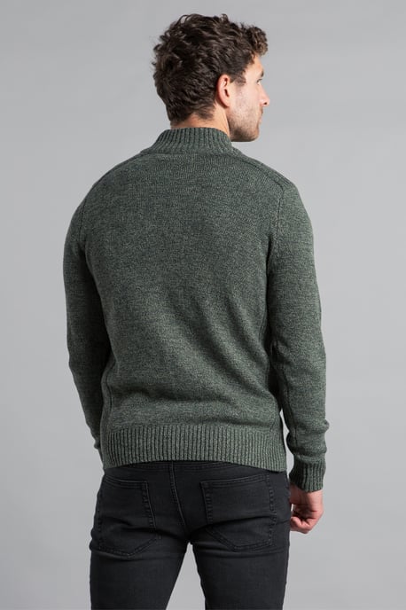 Khaki Recycled Cotton Blend 1/4 Zip Twist Jumper