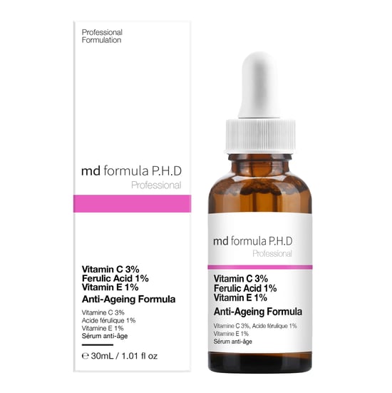 MD Formula P.H.D Anti-Aging Serum 30ml Vitamin C 3%, Ferulic Acid 1%, Vitamin E 1% - Image 2