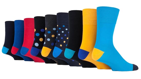 Gentle Grip - 9 Pairs Mens Non Elastic Cotton Soft Loose Top Socks - Colourburst Mix 1 - Image 1