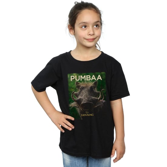 Disney Girls The Lion King Movie Pumbaa Poster Cotton T-Shirt (Black)