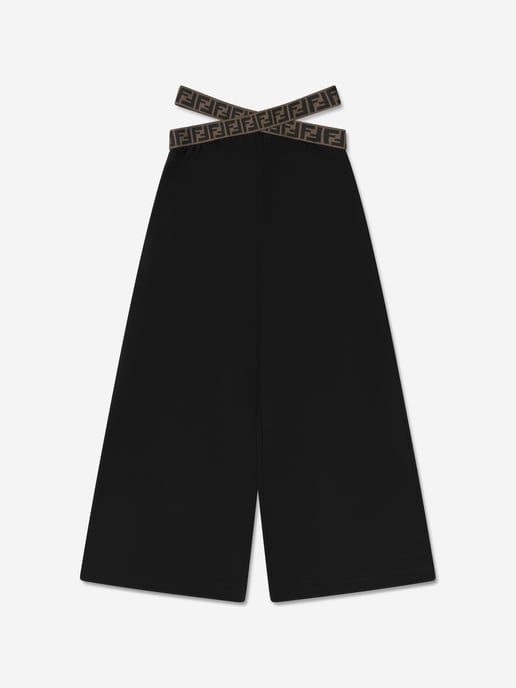 Fendi Girls Band Wide Leg Trousers in Black