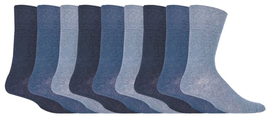 Gentle Grip - 9 Pairs Mens Non Elastic Cotton Soft Loose Top Socks - Blue - Image 1