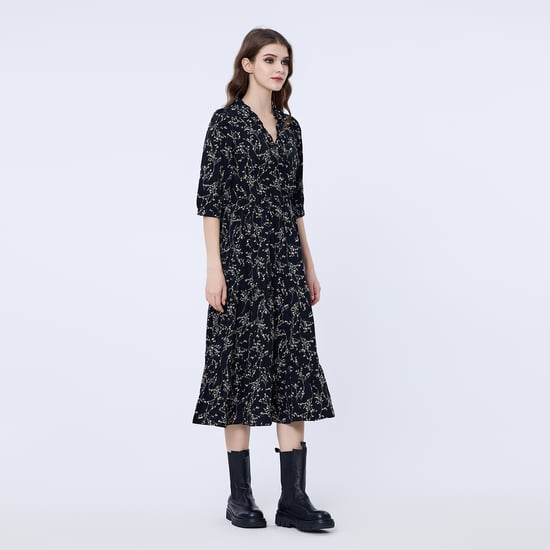 Cross-heart liberty print dress with frilled neckline - Image 4