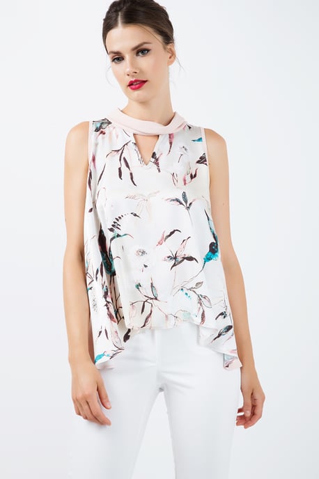 Mouwloze Satijnen Top met Print - Image 2