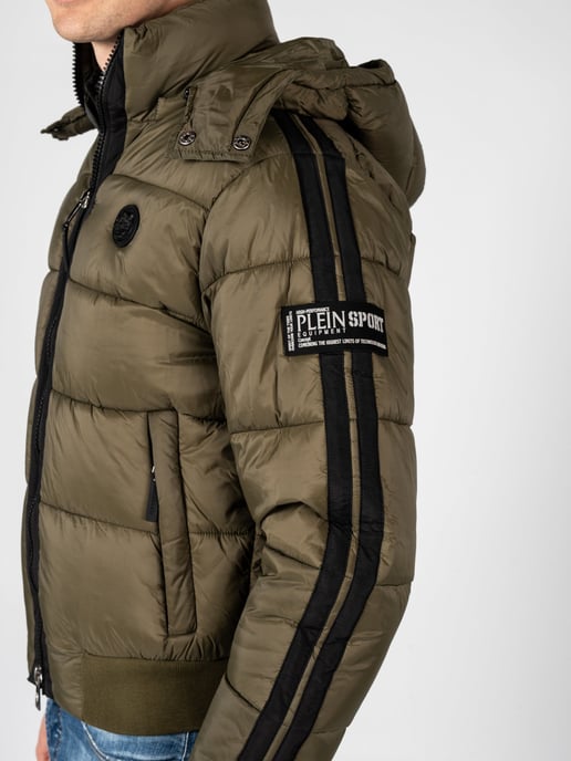 Plein Sport Padded Taped Sleeve Green Jacket