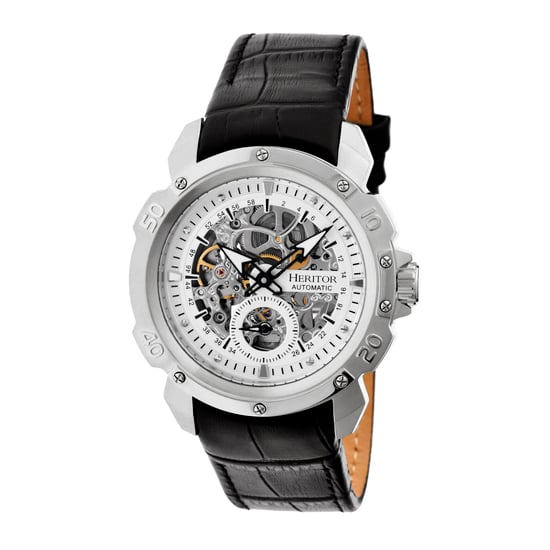 Heritor Automatic Conrad Skeleton Leather-Band Watch